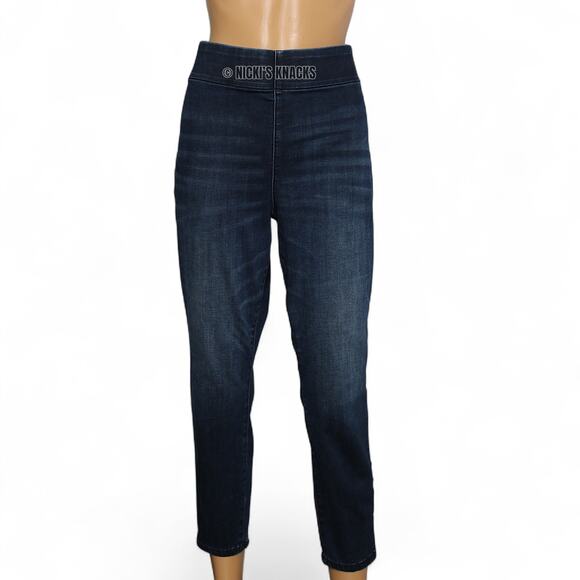 Simply Vera Vera Wang Pull On Crop Jeans Dark Wash High Rise Stretch Size 16 - Picture 3 of 9